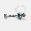 TN242 Navel Piercing Flat Stone 3 CZ Titânio
