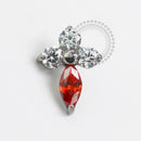 TN1568 Topo Trevo Cristal Red Titânio ASTM F-136