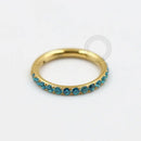TN310 Segmento Cravejado Aqua Blue Titânio PVD Gold