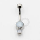 TN157 Navel Piercing Pedra Synthetic Moon Titânio
