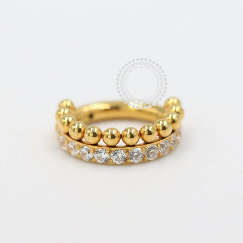 TN1071 Segmento Zircônias Com Esferas Titânio PVD Gold