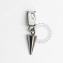 TN1570 Topo Retângular Cristal Com Pingente Spike Titânio ASTM F-136