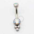 TN242 Navel Piercing Flat Stone 3 CZ Titânio