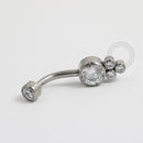 TN242 Navel Piercing Flat Stone 3 CZ Titânio
