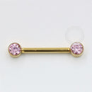 TN1043 Nipple Jewelry CZ Flat Rosa Push Pin Titânio PVD Gold