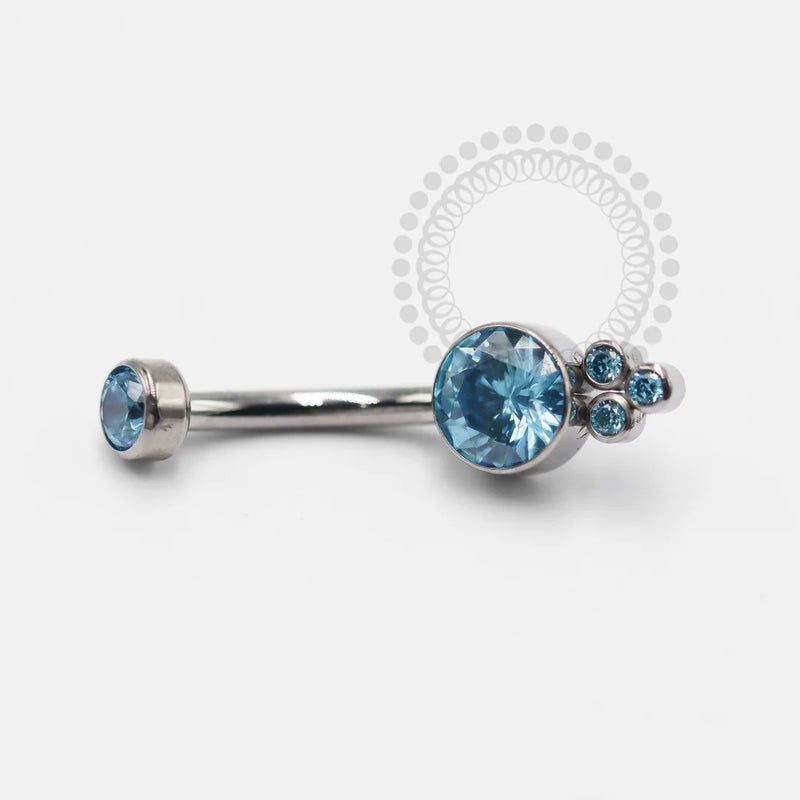 TN242 Navel Piercing Flat Stone 3 CZ Titânio
