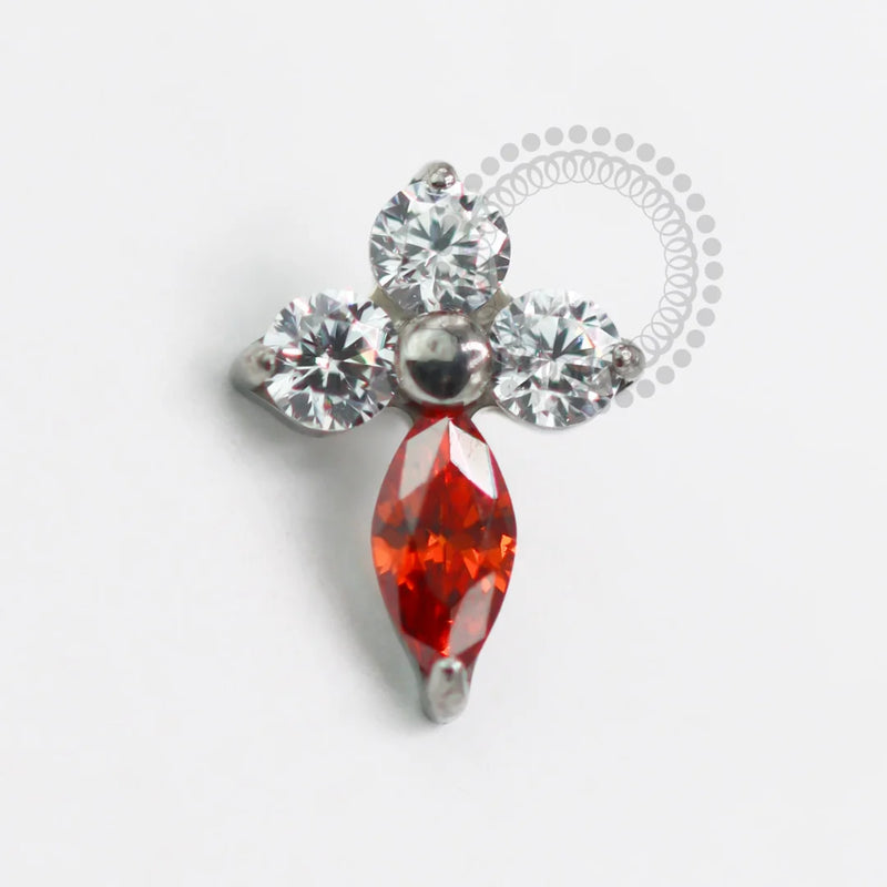 TN1568 Topo Trevo Cristal Red Titânio ASTM F-136