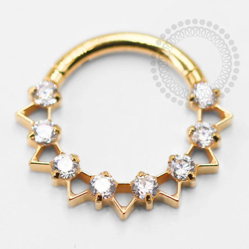 TN1416 Segmento Pontos De Luz Com Mini Triângulos Titânio PVD Gold