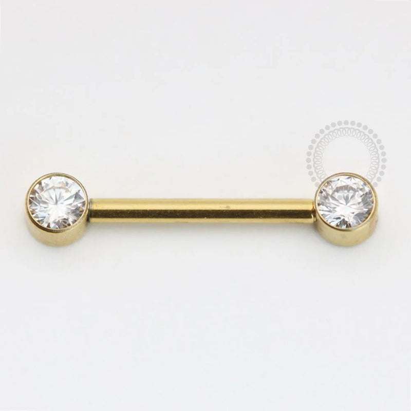 TN609 Nipple Jewelry CZ Flat Titânio PVD Gold