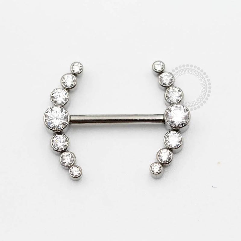 TN371 Nipple Cluster 7 CZ Push Pin Unilateral Titânio ASTM F136