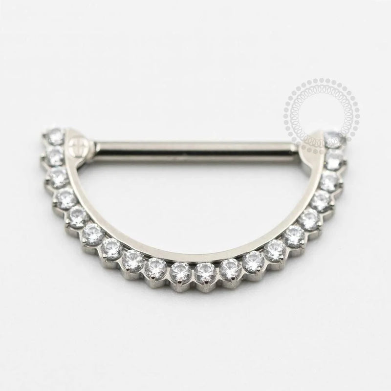 TN617 Nipple Clicker Haste Reta Cravejado Titânio ASTM F136
