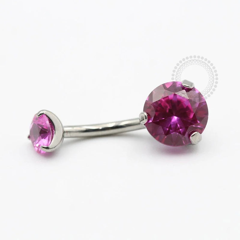 TN156 Navel Piercing CZ Pink Titânio