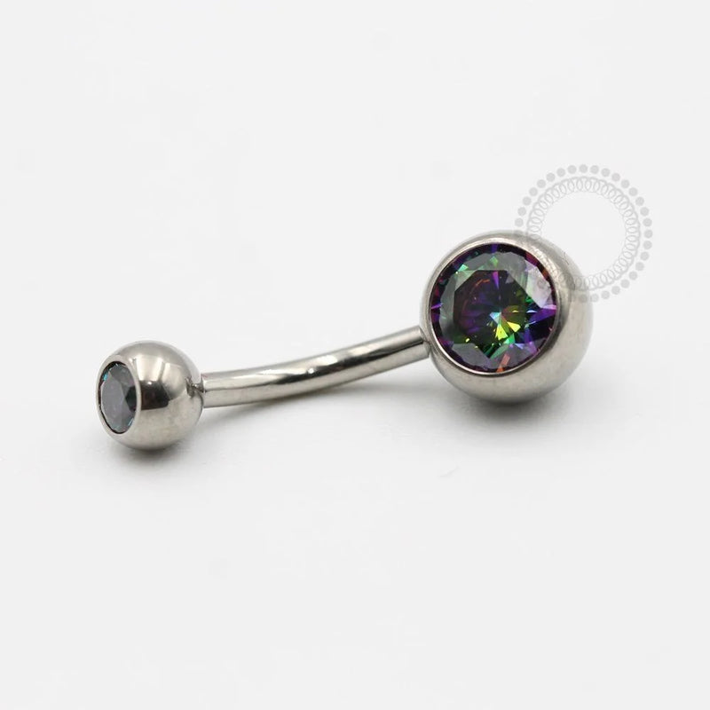 TN99 Navel Piercing Tradicional Stone CZ Titânio