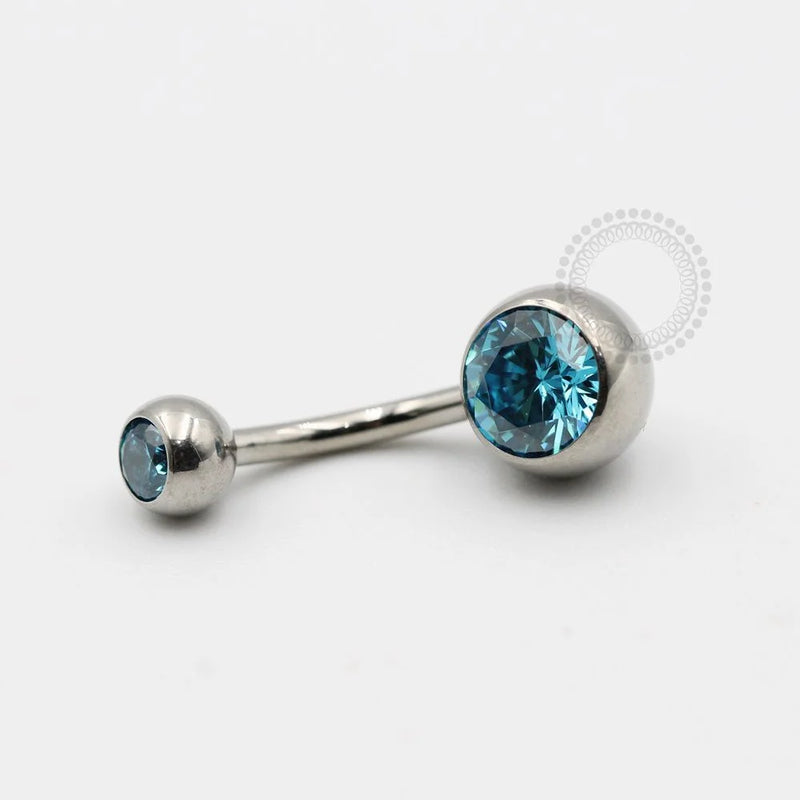 TN99 Navel Piercing Tradicional Stone CZ Titânio