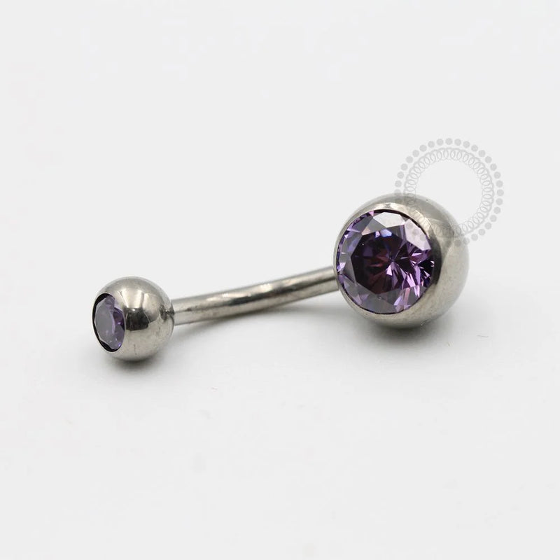 TN99 Navel Piercing Tradicional Stone CZ Titânio