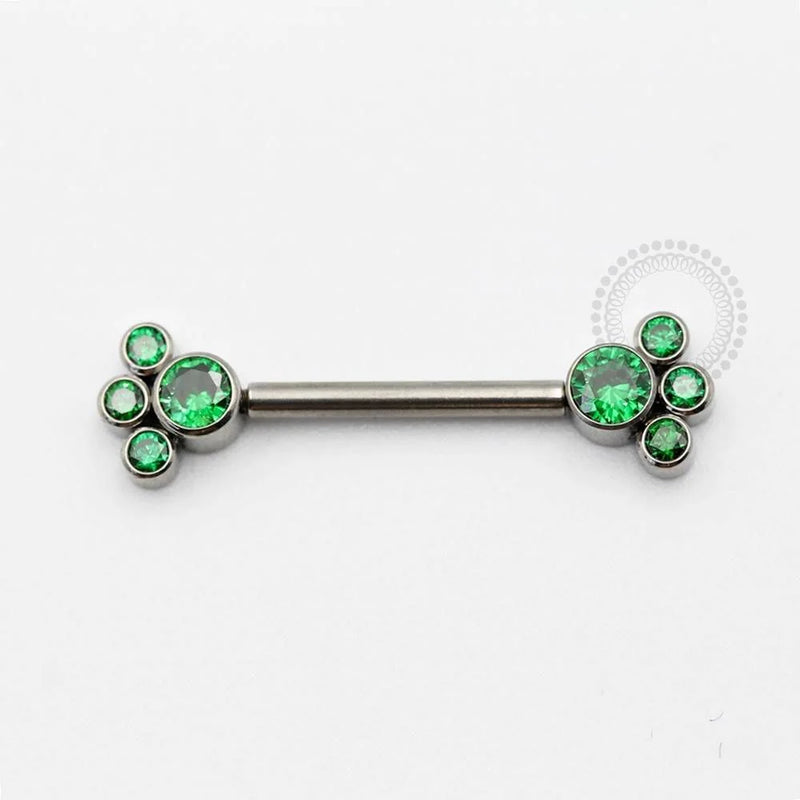 TN344 Nipple 4 CZ Esmeralda Rosca Interna Titânio ASTM F136
