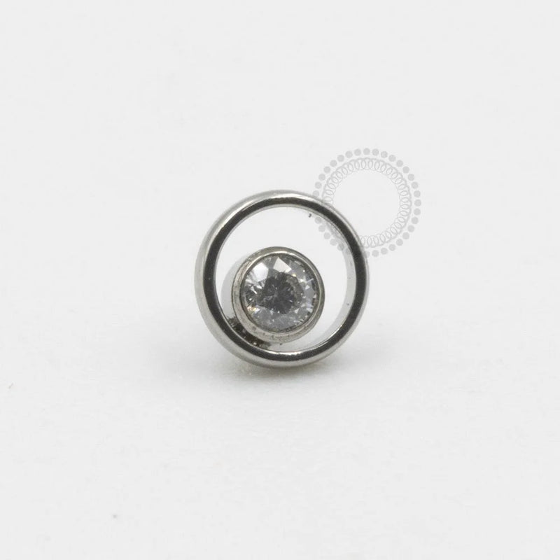 TN377 Topo argola c pedra Zirconia titanio