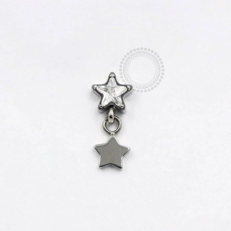 TN910 Topo Estrela Cristal Adereço Estrela Lisa Titânio