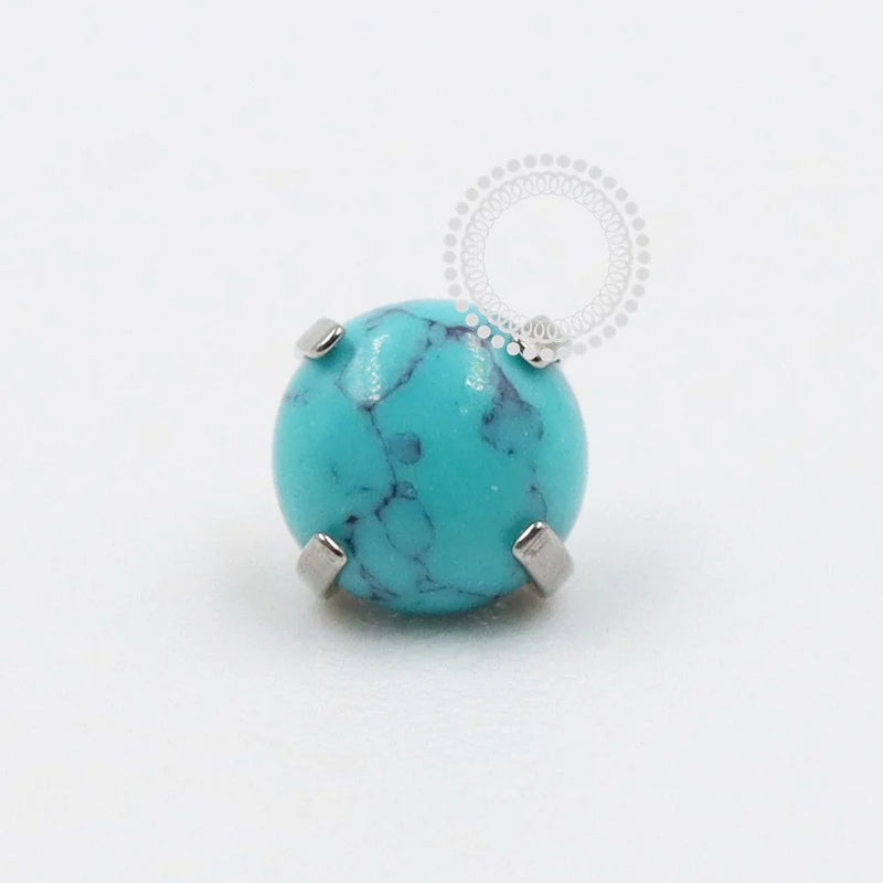 TN1035 Topo Microdermal Pedra Howlita Turquesa Titânio