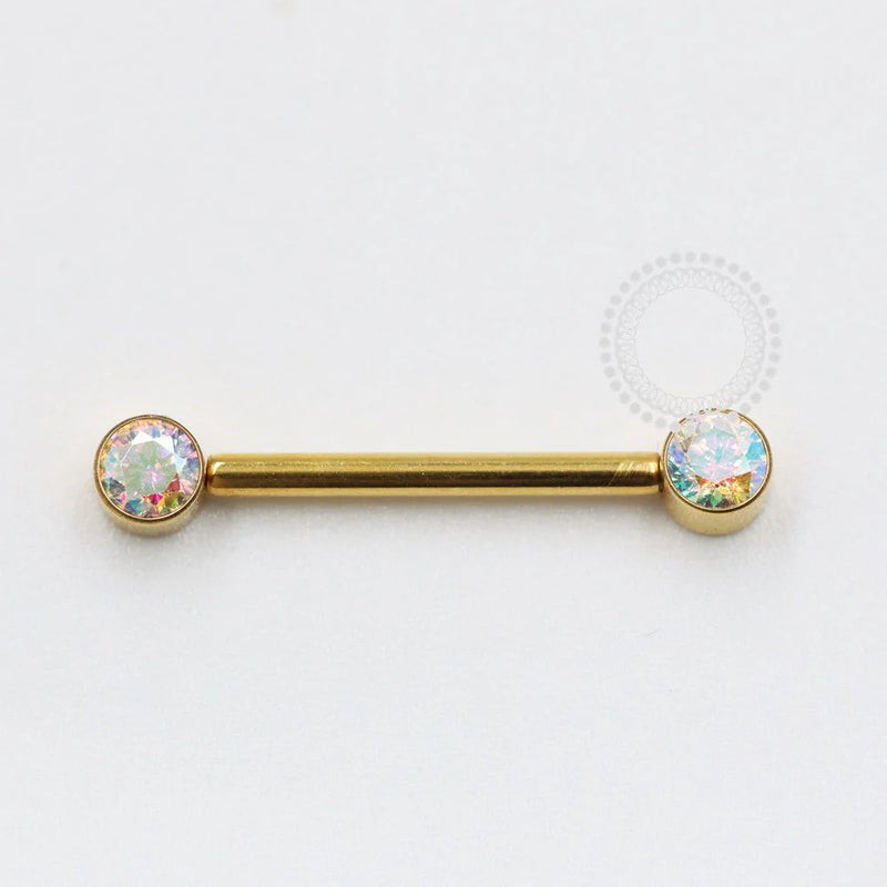TN1042 Nipple Jewelry CZ Flat Boreal Push Pin Titânio PVD Gold