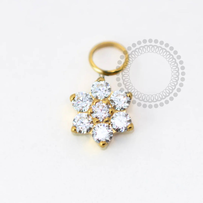 TN1634 Pingente Flor CZ Titanio PVD Gold