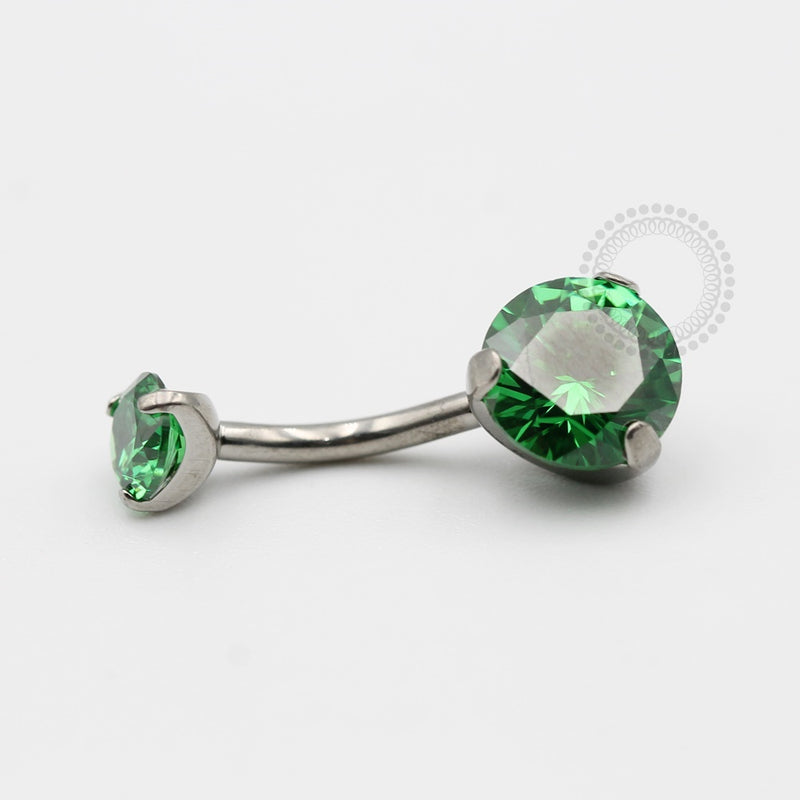 TN400 Navel Piercing CZ Verde Esmeralda Titânio