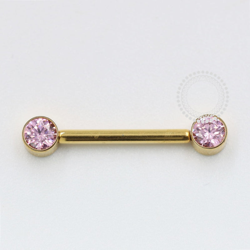 TN1043 Nipple Jewelry CZ Flat Rosa Push Pin Titânio PVD Gold