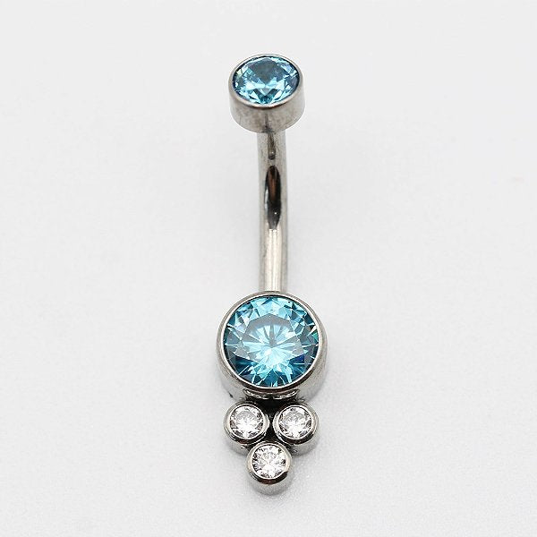 TN242 Navel Piercing Flat Stone 3 CZ Titânio